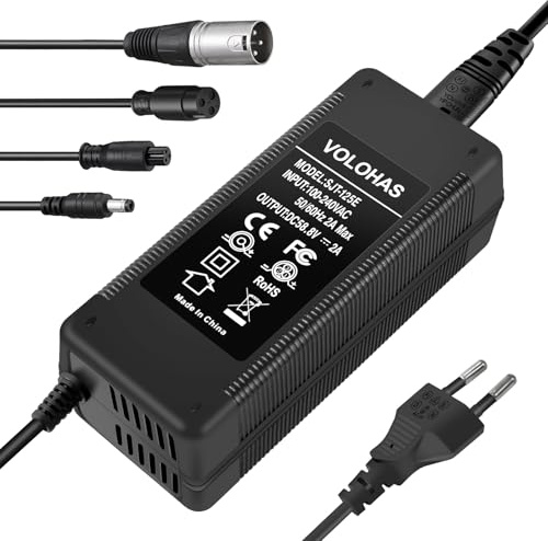58,8V 2A Ladegerät für Kugoo G3/G-Booster Elektroroller | E-Bike, Hoverboard Ladekabel mit 4 in 1 Schnittstellensteckern 117W Schnellladung 14S 50V Lithiumbatterieladegerät Ersatz