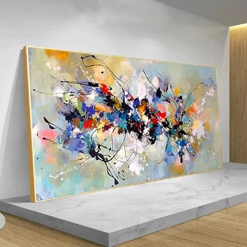 Modernes Giclée-Kunstwerk, abstrakte Kunst, Leinwand, Poster, farbenfrohe Malerei, Druck, Wandbilder für Wohnzimmer, Heimdekoration, Wandbild, 50 x 100 cm, ungerahmt
