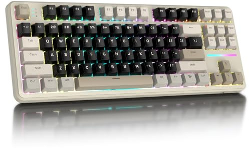 ATTACK SHARK X87 80% Gasket Tastiera Gaming Meccanica Wireless - Bianco | BT5.0/2.4G/USB-C, RGB Hot-Swap, 5 Strati di Riempimento, 4000mAh, Switch Lineari Pre-Lubrificati, Tasti PBT OEM per PC/MAC