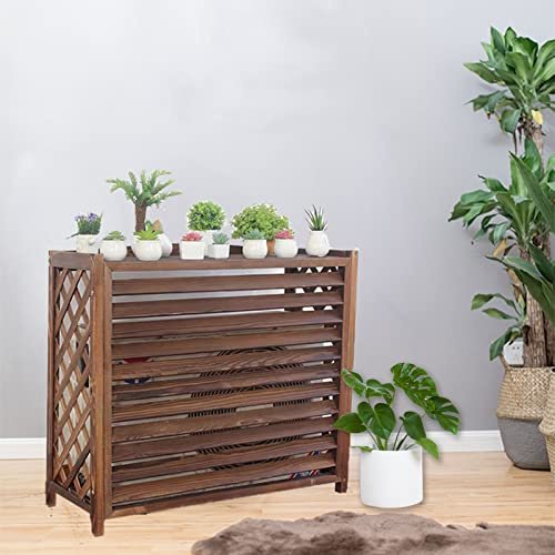 GODFSAHG Rejilla de Madera Maciza para Aire Acondicionado, Valla de privacidad para jardín Exterior, Patio, diseño de contraventana carbonizada, Cubiertas Resistentes a la Intemperie para r