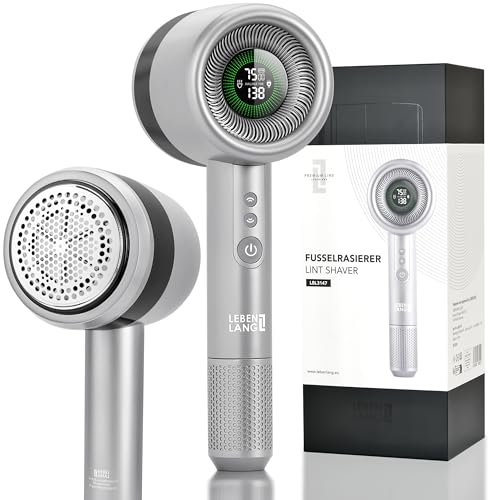LEBENLANG Premium Leva pelucchi elettronico ricaricabile 4000mAh - 5 modalità & 3,5h di autonomia I Incl. torcia & display LED I Levapelucchi lana elettrico Togli pallini maglioni Lint remover Rimuovi