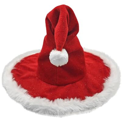 Weihnachtshexenhut, Weihnachtshut Hexenhut Zauberhut Rotkäppchen Roter Filzhut, Weihnachtshexenhut Feiertagshutkostüm Hexenhut, Weihnachtshexenhut Rot - Weihnachtshut Klassisches Neujahrsparty-Hutkost