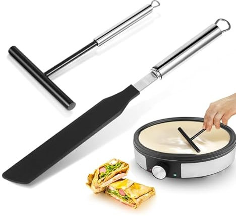 2 unidades de distribuidor de crepes de acero inoxidable para crepes, distribuidores de masa para crepes, accesorios deslizantes, distribuidores de masa en forma de T para crepes, acero inoxidable