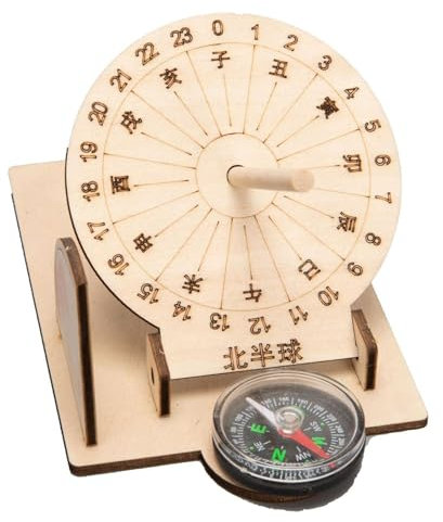 Temporizadores Antiguos de Madera del Reloj Solar, Juguetes de producción de tecnología de Reloj Solar - Modelo de Reloj Solar Interactivo de Aprendizaje práctico - Temporizadores Antiguos Que