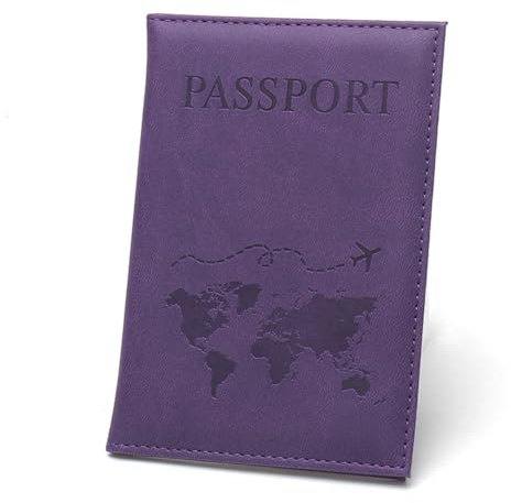 GreatRise 2 Stück PU Leder Reisepasshülle Damen und Herren Personalisiert Reisepass Organizer Reisemappe Passport Cover Kreditkarten Schutzhüllefür Ausweis Reisedokumente Karten Violett