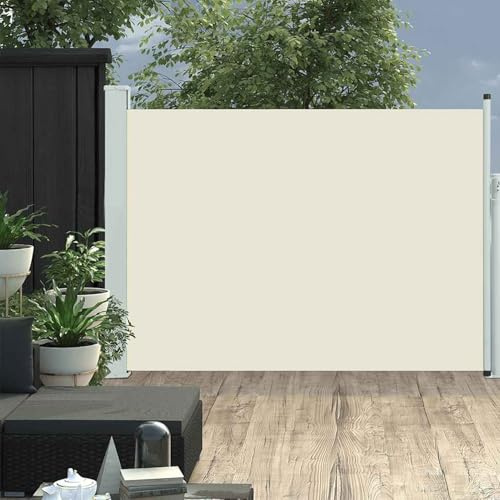 Homgoday Toldo Lateral retráctil de jardín Crema 100x500 cm Toldo Lateral de protección Visual para balcón, jardín y terraza, protección Solar, protección contra