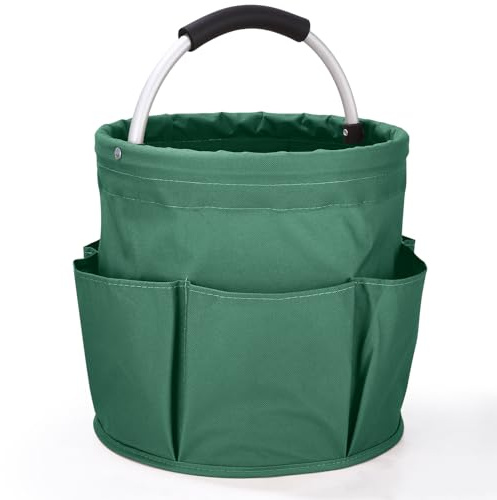 Zhufas Aufbewahrungskorb Schwarzgrün,Reinigungstasche Putzmittel Organizer,Tragbar mit Griff und sechs Tasche für Innenbereich,Garten,Badezimmer