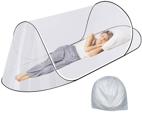 SKIKHN Moskitonetz Pop Up, 200 x 80 x 56 cm Ultraleichtes Mosquito Netz Reise, Faltbares Moskitonetz, Pop Up Mückennetz für Einzelbetten, für Schlafzimmer Outdoor Camping