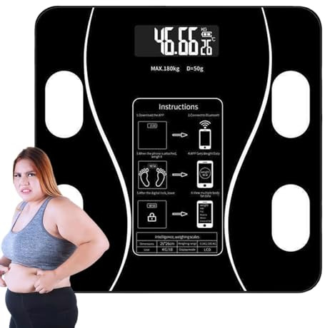 Bilance digitali per peso corporeo da bagno, intelligente digitale con BMI, grasso corporeo, massa muscolare | Monitor di composizione preciso, analizzatore di salute, per la palestra v