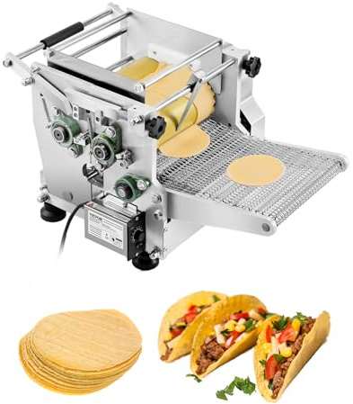 VEVOR Machine automatique de fabrication de tortillas de maïs, avec revêtement antiadhésif, presse à tortillas électrique, 14 cm de diamètre, adaptée aux produits sopes, gorditas, roti, pita, pizza