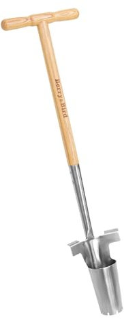 Berry&Bird Stainless Steel Long Handle Bulb Planter Tool, Ergonomic T-Handle and Serrated Bottom Design, Multipurpose Bulb Planter Tool for Digging Holes to Plant Tulips, Iris, Daffodils