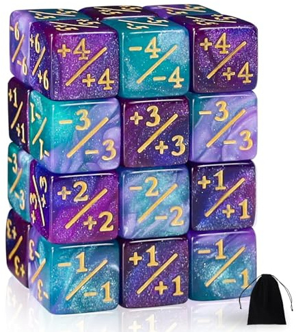 QUTHZZHY 24 Stück Würfel Zähler, MTG Würfel D6 Token Magic Dice | Loyalität Zähler Würfel für MTG, CCG, Kartenspiel Zubehör, mit Aufbewahrungsbeuteln