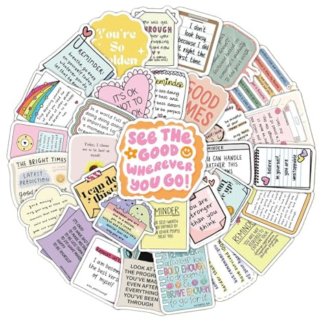Reminders Motivational Stickers, Inspirational Laptop Stickers, Positive Waterproof Journal Sticker, Affirmation Sticker for Scrapbook Journal Scrapbook (Colorful-64)