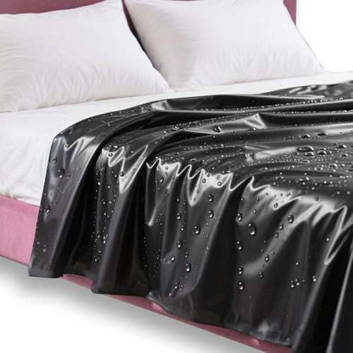 PVC-Bettlaken, wasserdicht, flecken- und schmutzabweisend, ölabweisend, für Massage, Spa, verdickter Schutz, Tagesdecke, Erwachsenenpaar für Polster, Schneiderzubehör, Schwarz, 200 x 220 cm
