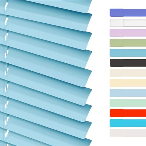 Veneziana in Alluminio, Tapparelle per Finestre, Tende Veneziane da Interno/Esterno su Misura L 25-160cm A 50-280cm Privacy, Protezione da Luce e Sole for Ufficio Casa, Kit di Montaggio Incluso(Blue)