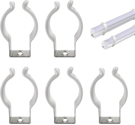 5 Stück Edelstahl U-Clips mit Gummierung, Federklemme Rohrschellen Halter zur LED Lichtröhre Halterung, Robuste Befestigungsklammern für Lichtschläuche Röhren Lichtleisten und Mehr