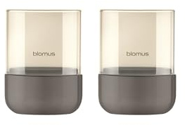 blomus Windlicht Set 2 Stück -Calma- | Farbe Burned Metal | Größe XS | Aus Edelstahl und Glas; Für stimmungsvolles Kerzenlicht; Ø 7 x H 9,5 cm