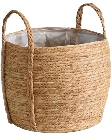 QUXVUIS Vaso per piante in vimini | Leggero e sicuro | Cesto per piante multifunzionale | Vasi per in fibra | Grande vaso per intrecciato per interni, S