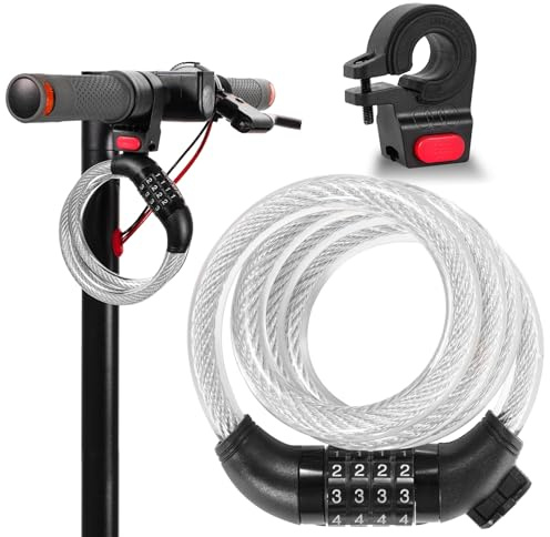 FXINRUIA E Scooter Lock，Bike Cable Lock High Security Heavy Duty Anti Theft Steel Cable with Frame 4 Digit Resettable Combination Bicycle Lock with Xiaomi Scooter/Bike/Motorcycle/Door/Stroller