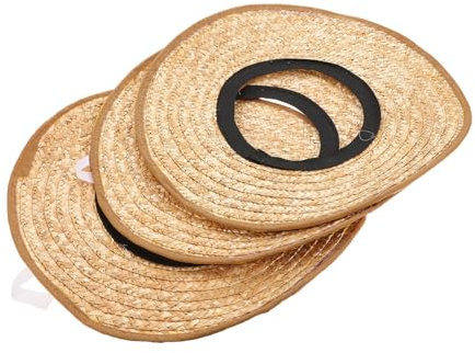 DIKACA 3 Pièces Chapeau de Chantier avec Large Visière Paille Protection Solaire pour Casque de Sécurité Accessoires pour Travailleurs Extérieur Couleur Aléatoire
