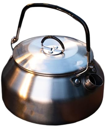 Xujuika Bouilloire en acier inoxydable 0,8 l | Bouilloire bouillante avec poignée pliable | Distributeur de chaudière pour café, cuisine, voyage, camping, bureau