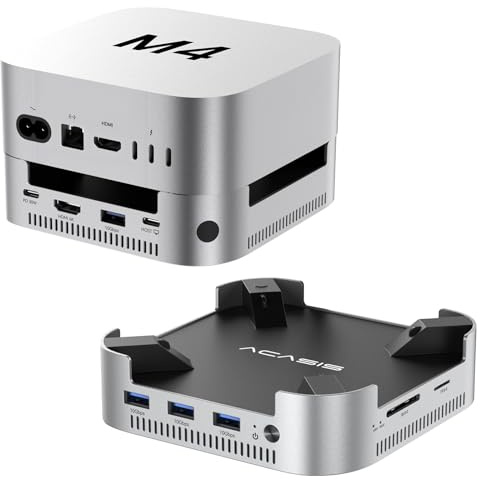 ACASIS Mac mini M4 Dock Dual Bay NVMe Alloggiamento SSD USB C Docking Station, Hub HDMI in alluminio per Mac mini M4 e M4 Pro, 4K60 HDMI, 30W PD,4 USBA 10Gbps, SD/TF, hub USB C