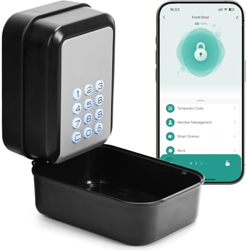 PAIRIER Smart Schlüsselbox, Bluetooth Lock Box unterstützt Tuya APP und PIN-Code Schlüsseltresor mit 12 Stelligem Zahlencode Geeignet für Haus Garage Wohnung, Ferienunterkunft