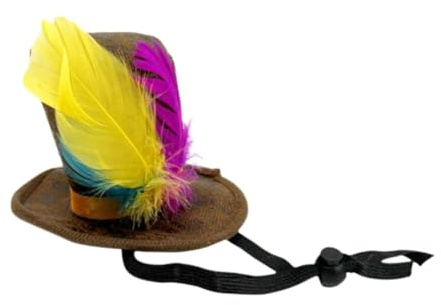 Nishiyuenyi Mini Cappello a Cilindro con Piume Artificiali per Danza, Feste E Spettacoli Teatrali, con Elastico
