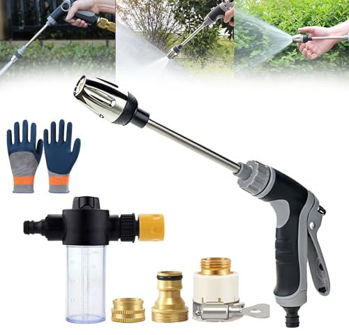 Aquoxis Pressure Washer, Aquoxis Hose Nozzle, High Pressure Water Gun, Power Washer, with 360° Rotating for Three Spray Modes, Washer Cleaner Hose for Car/Patio Cleaning (Without Water Pipe)