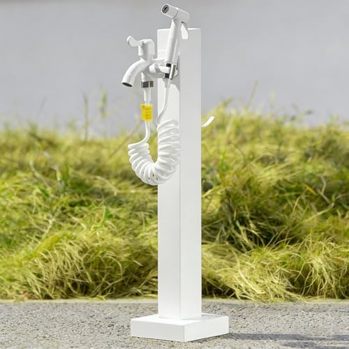 Fontana da Giardino Esterno in Acciaio Inossidabile, Fontanelle da Giardino Verticale con Doppio Rubinetto di Uscita Dell'acqua, per giardino esterno, cortile e fattoria(White 2,60cm/23.6in)