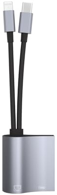 Adaptateur réseau Type-c + Lightning Double/Triple Interface, 1 pièce, avec Sortie Audio et Port Ethernet for appareils Mobiles(Dual Output Ports)