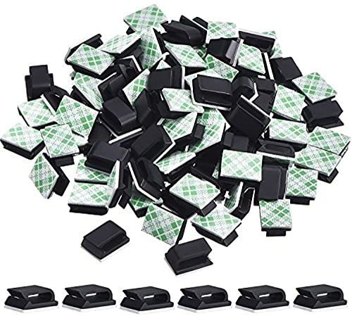 100 Pezzi Clip di Cavo Adesivo Clip di Fili Gestione dei Cavi Fascette Staffa Cavo Filo Bianco