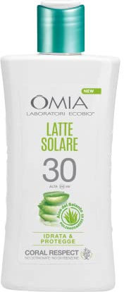 Omia, Latte Solare Protettivo SPF30 Viso e Corpo con Aloe Vera del Salento, Protezione Solare Alta, Per Pelli Chiare e Sensibili al Sole, Dermatologicamente Testato, Flacone da 200 ml