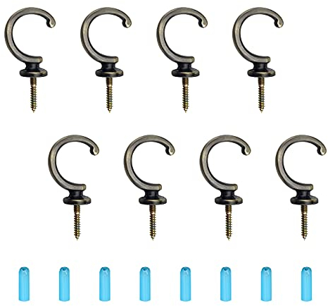 INCREWAY Ganci a vite da soffitto, 8 pezzi, in lega di zinco anticato, ganci a vite vintage da parete per appendere tende, tazze, gioielli (bronzo antico)