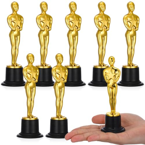 NUOBESTY 8pcs Gold Award Trophies Small Plastic Golden Man Style Trophy for Party Celebrations Award Ceremony Birthday Presents Sport Prizes Party Favors Props