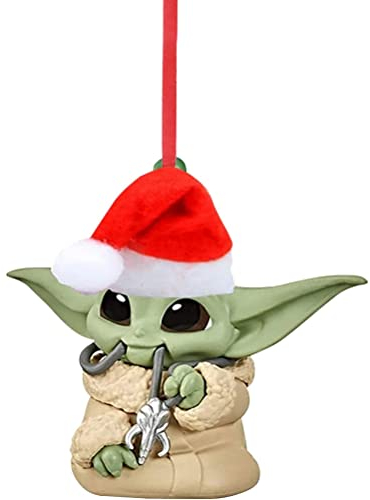 ZMOO 2022 Baby Yoda Weihnachtsschmuck Anhänger, Weihnachtsbaum hängende Ornamente Partyzubehör Dekorationen