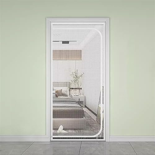 Liveinu Reißverschluss Fliegengitter Tür, Magnet Insektenschutz Balkontür Fliegenvorhang, ohne Bohren, Vorhang für Balkontür Wohnzimmer Schiebetür Terrassentür, D Weiß, 90x220cm