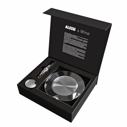 Alessi Alessi & Wine GAM32SET - Set da Vino di Design, Composto da Cavatappi Sommelier, Tappo ad Espansione e Sottobottiglia
