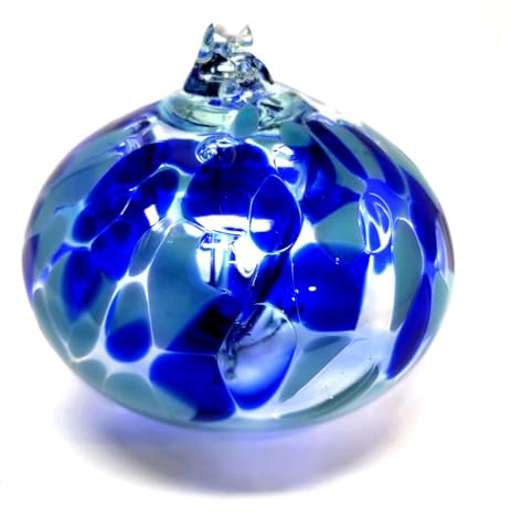 Decorvo Blauer Baum des Lebens Glaskugel, groß, 15,2 cm, mundgeblasen, handgefertigt, hängende Gartenbeobachtungskugel für drinnen und draußen, Heimdekoration