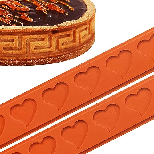 Foralco Decorazioni Torta Compleanno in Silicone – Stampi in Silicone, Strisce Decorative per Crostata, Pan di Spagna o Biscuit - Dolci, Attrezzi Cucina, Set 2 Strisce 53x3 (Cuori)