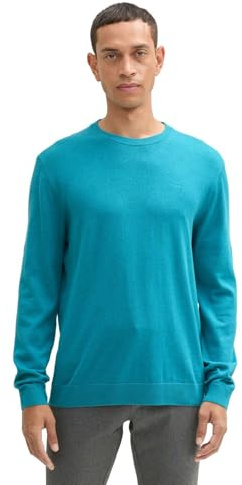 TOM TAILOR Men's 1039805 Jumper, 37094 - Turquoise Blue Melange, S