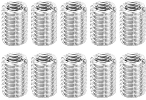 sourcing map Thread Adapter Sleeve Reducing Nuts, 10 Pcs M8x1.25 Male to M6x1 Female Stainless Steel Nut Screw Reducer Conversion Fastener, Threaded Insert Repair Sleeve Reducer Nut, Silver