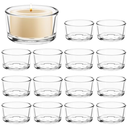 QWORK® 15 Pièces Porte-Bougies en Verre, Φ 4,5 cm Chauffe Bougie, pour Mariages, fêtes, décoration intérieure