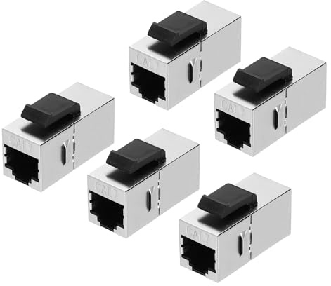 sourcing map RJ45 Cat 7 Ethernet-Koppler, Cat7 geschirmte Kupplungsbuchsen Buchse auf Buchse, Ethernet-Adapter, Silber, 5 Stück