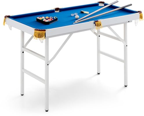 RELAX4LIFE Tavolo da Biliardo Pieghevole da 122cm con Accessori, Portatile per Bambini e Adulti con Stecche, Gessi, Palline, Triangolo e Spazzola, Salvaspazio (BLU)
