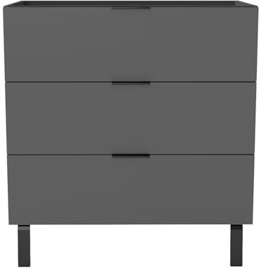 Biubiubath Ensemble Meuble de Salle de Bain 80cm avec Pieds, sans Vasque, avec 3 tiroirs, Anthracite, pour Vasque encastré, Style Moderne