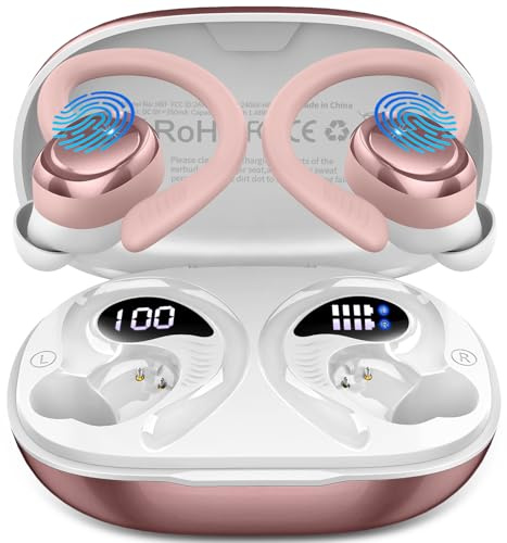 Wireless Earbuds Sport with App, Bluetooth 5.4 Headphones 3D-Stereo Deep Bass Ear Buds, 4 ENC Noise Cancelling Mic Earphones, 50+Hrs USB-C IP-X7 Waterproof in Ear Headset Android iOS for Running Gym