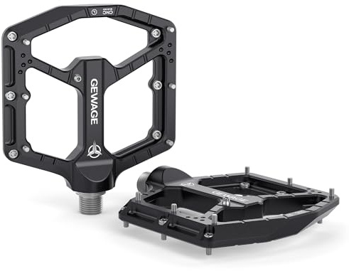 GEWAGE MTB pedaler professionell utgåva – CNC-aluminium, 9/16 tum kromoly-axel, 14 höjdjusterbara stift, ultratunn design utan ändlock, reservstift och verktyg (svart)
