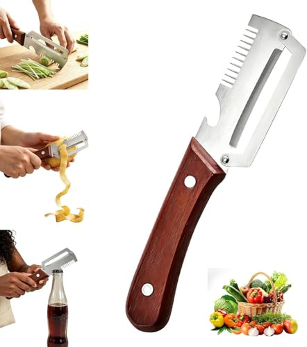 eplucheurs Fruits et légumes,Éplucheur Multifonction En Acier Inoxydable, Set D’Éplucheur De Pomme De Terre Avec Ouvre-Bouteilles Et Couteau Pour Ciboulettes, Ustensile De Cuisine
