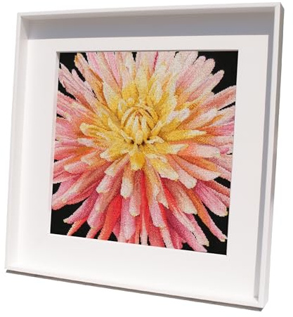Thea Gouverneur - Kit de point de croix compté - Coussin Dahlia - Aida Noir - 18 Compter - Pour adultes - 441.05